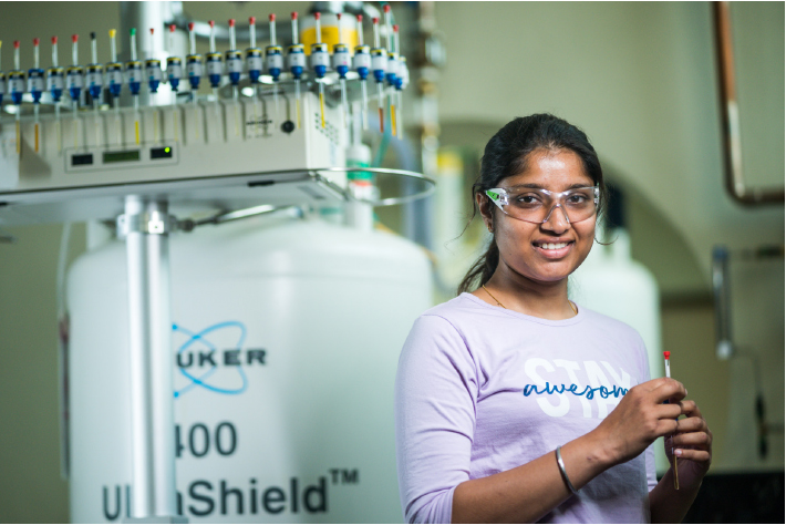 A graduate student in the lab